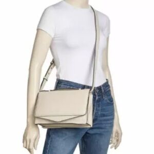 $330 ~ ANNABEL INGALL Flynn Leather Xbody /Clutch Handbag light Gray like new.